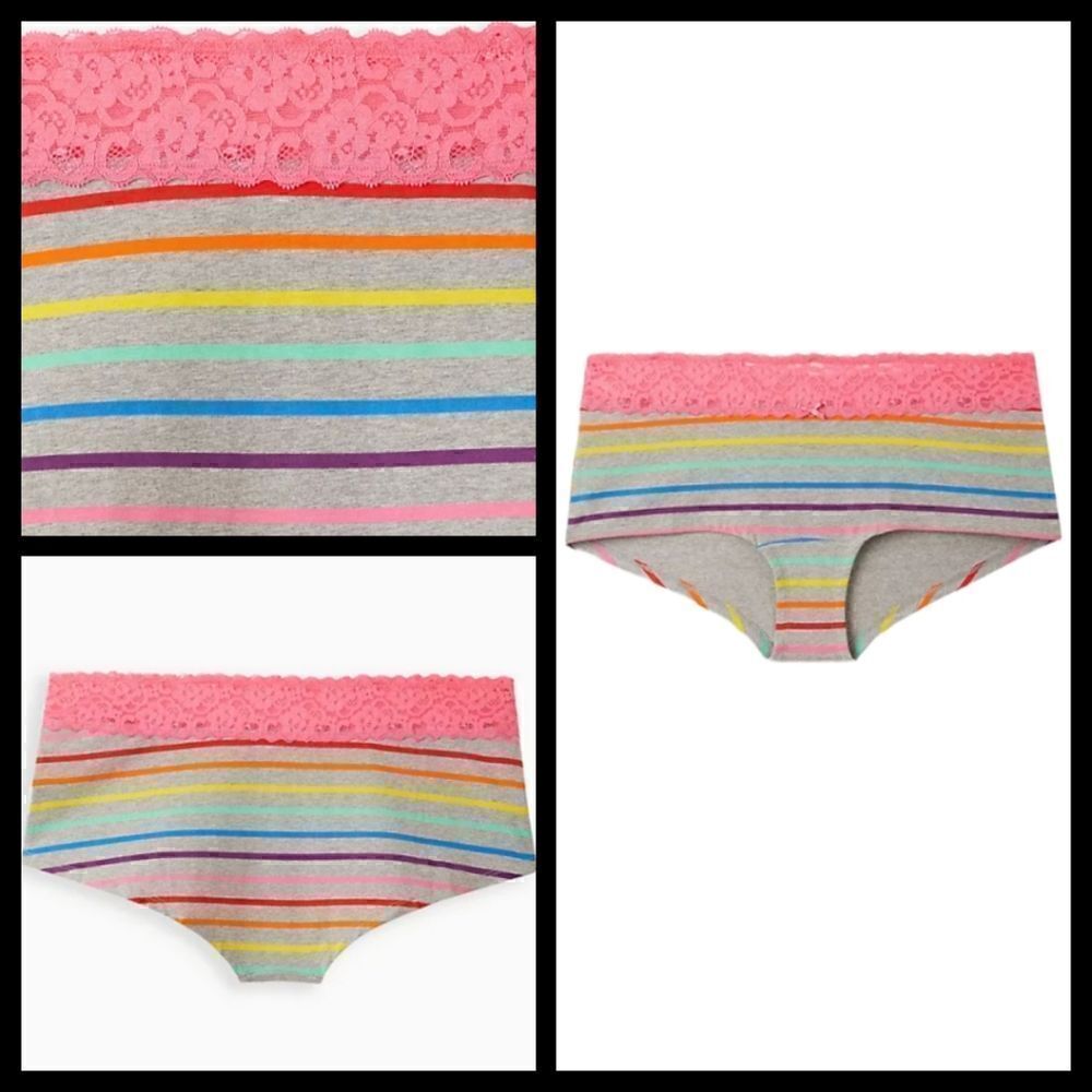 0X 12W Large Torrid Rainbow Boyshort Panty Pride Pink Lace Wide Band Summer Plus